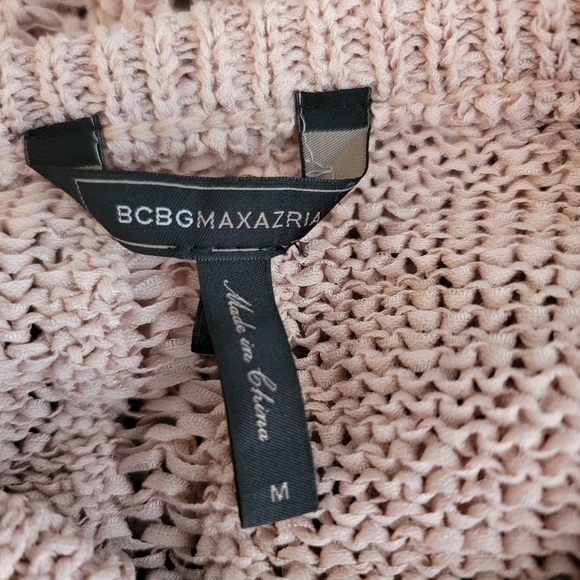 Bcbgmaxazria Sweater Sz M Mixed Stitch Oversized Open Knit Mute Pink - Picture 4 of 6